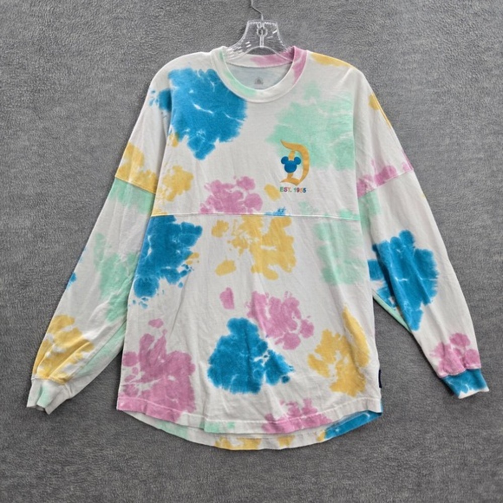 Disneyland Resort Men Shirt Small Blue Tie Dye Spirit Jersey Crew Neck Pullover